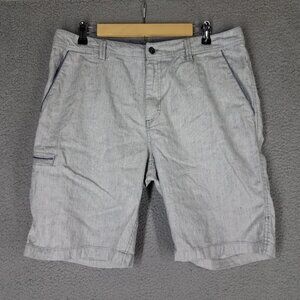 Carbon 2 Cobalt Chino Shorts Adult 32 Linen Blend 9" Casual Travel Stretch Blue